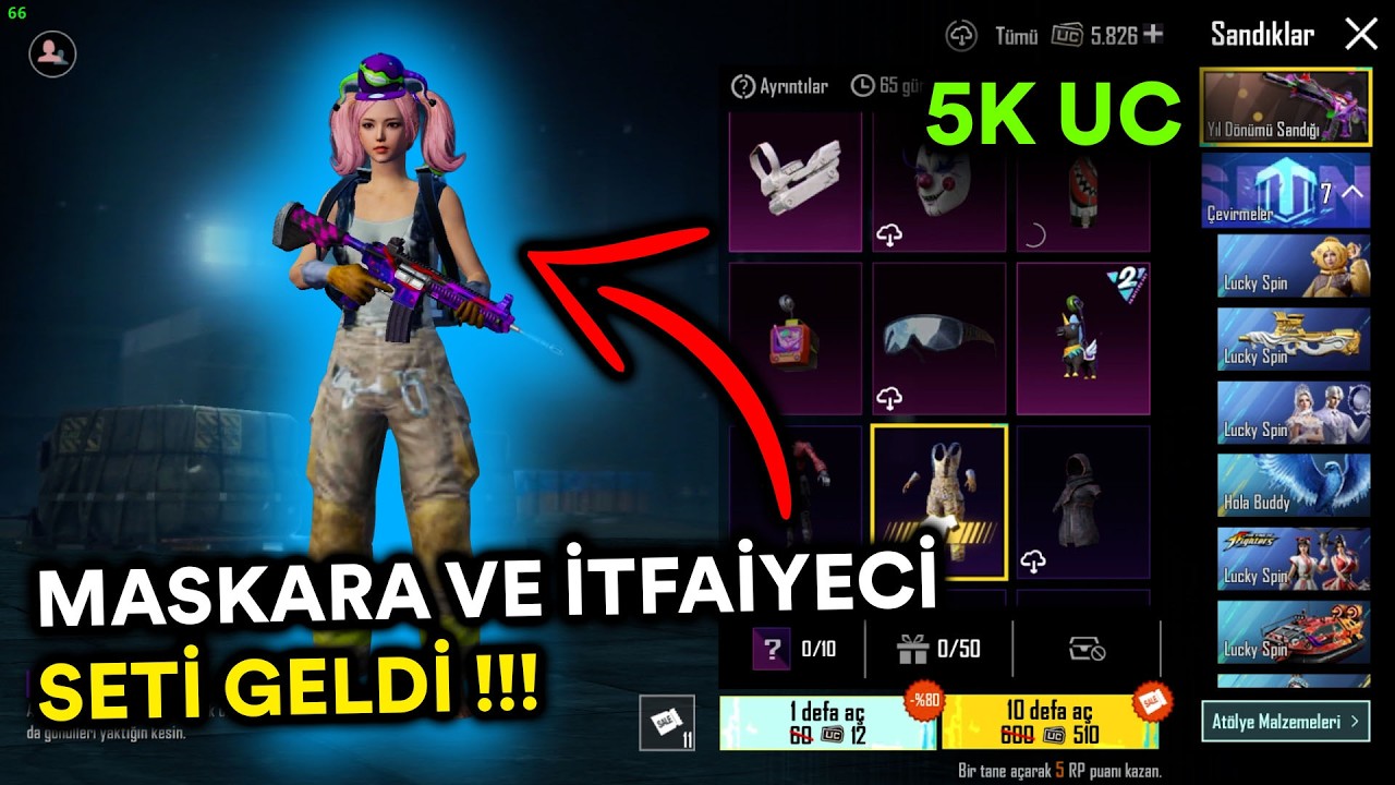 5K UC İLE MASKARA KUTUSUNU AÇTIM !!! | PUBG MOBILE YIL DÖNÜMÜ SANDIĞI