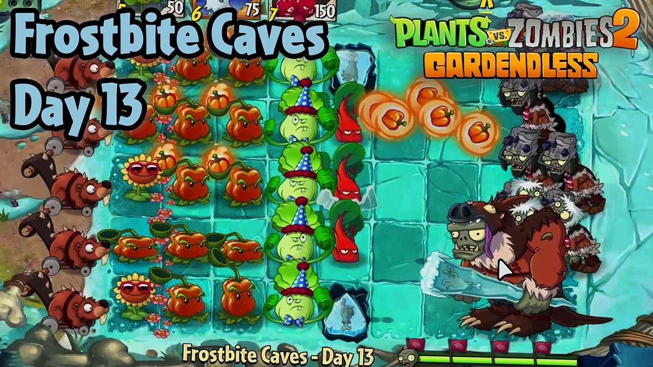 Frostbite Caves - Day 13 [PC] (Hardest difficulty) | Plants vs Zombies 2 Gardendless