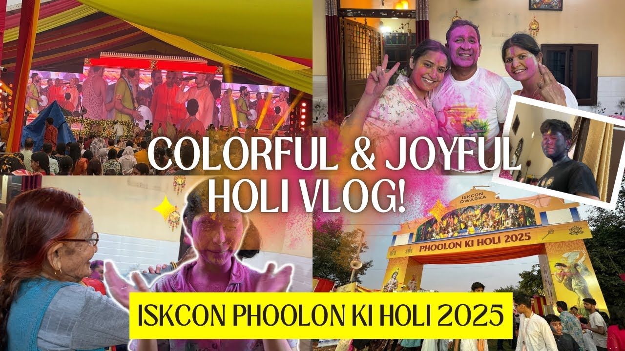 ISKCON PHOOLON KI HOLI 2025 🛕😍 | Holi Celebration With Famil ❤️ #holi #holivlog