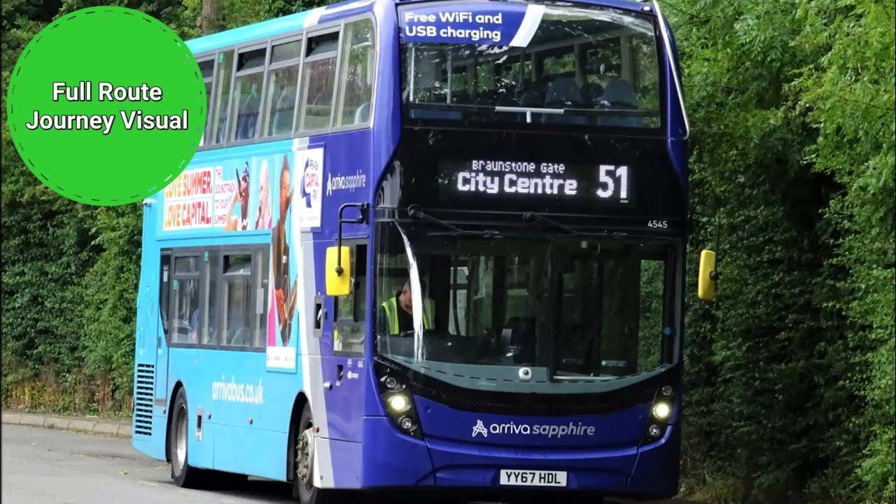 Arriva Leicester 51 Full Route Journey Visual- Leicester City Centre to Braunstone | YY67HDL 4545