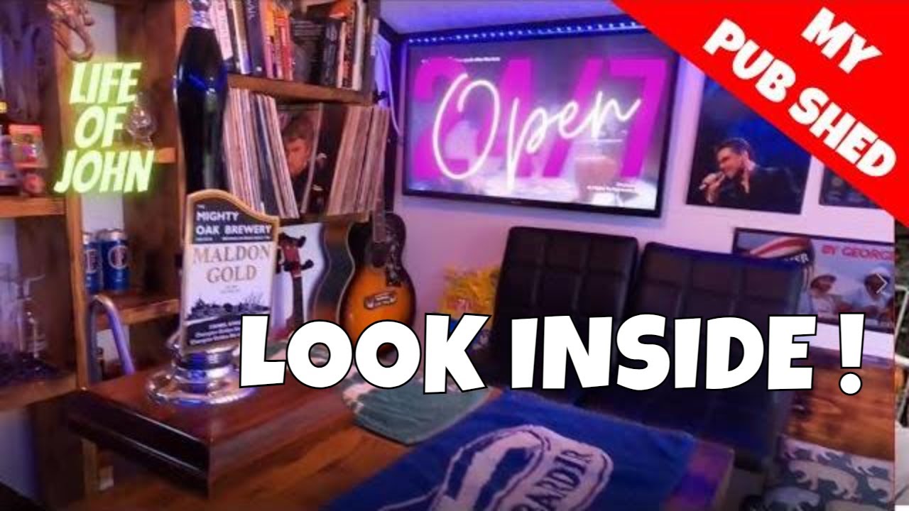 Pub Shed Garden Bar Tour - Seating, Bar & Shed Measurements! Backyard Bar!