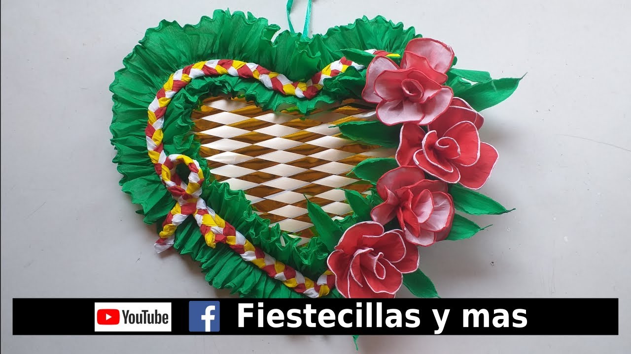 Medallon Corazon Tejido en papel crepe