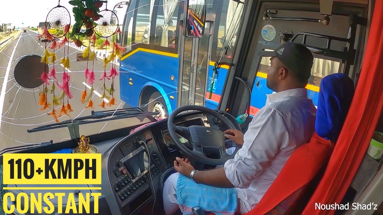 Extremely aggressive Volvo bus driving with high speed cruising and very close overtakes-kallada 9R🔥