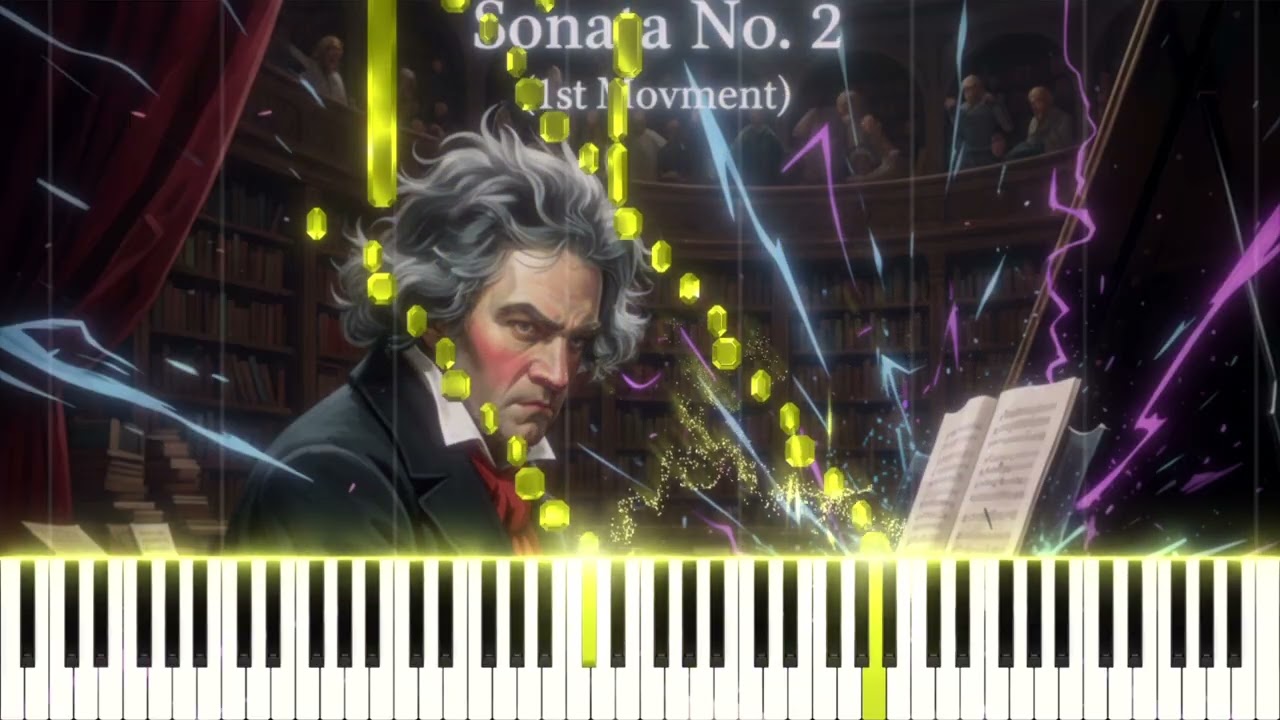Beethoven: Piano Sonata No. 2 in A Major, I. Allegro vivace (Piano Tutorial & MIDI) | The NoteDrop