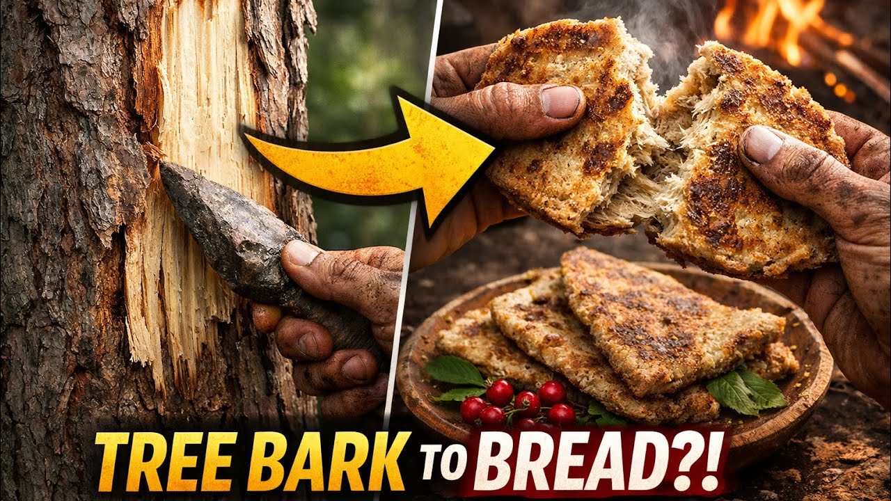 How Tree Bark Becomes Edible Survival Food | Full Forest Process