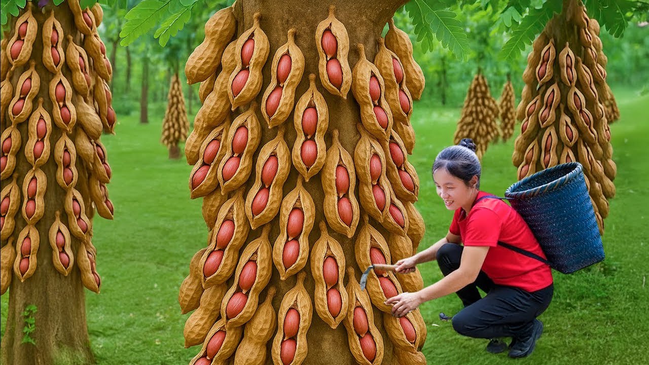 Harvest A Lot Of Wild Peanuts Grow From Tree Trunk On the Hill Goes to Market Sell |Susan Daily Life