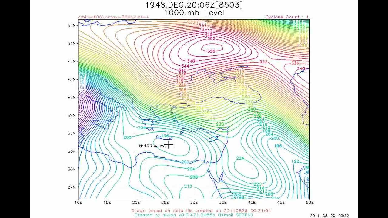 Cyclone locations + Year: 1948, Level: 1000mb. Time Inerval:1 hour - Time Lapse
