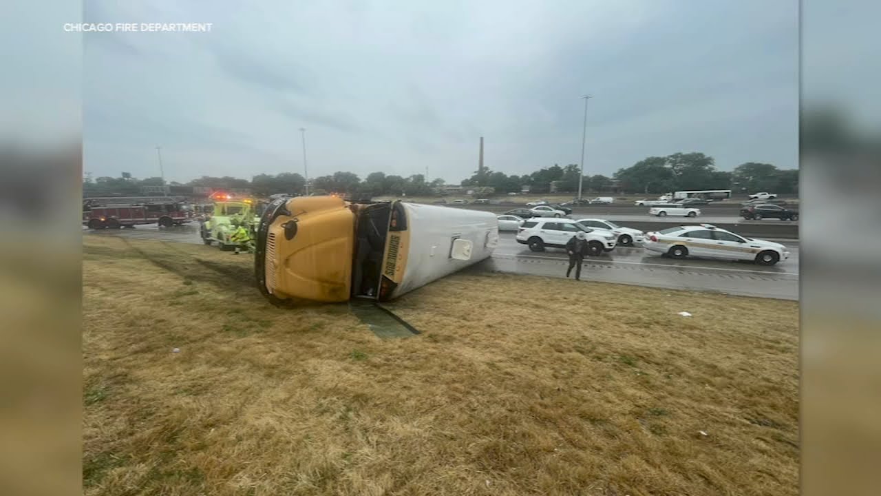 5 kids injured in Dan Ryan rollover school bus crash