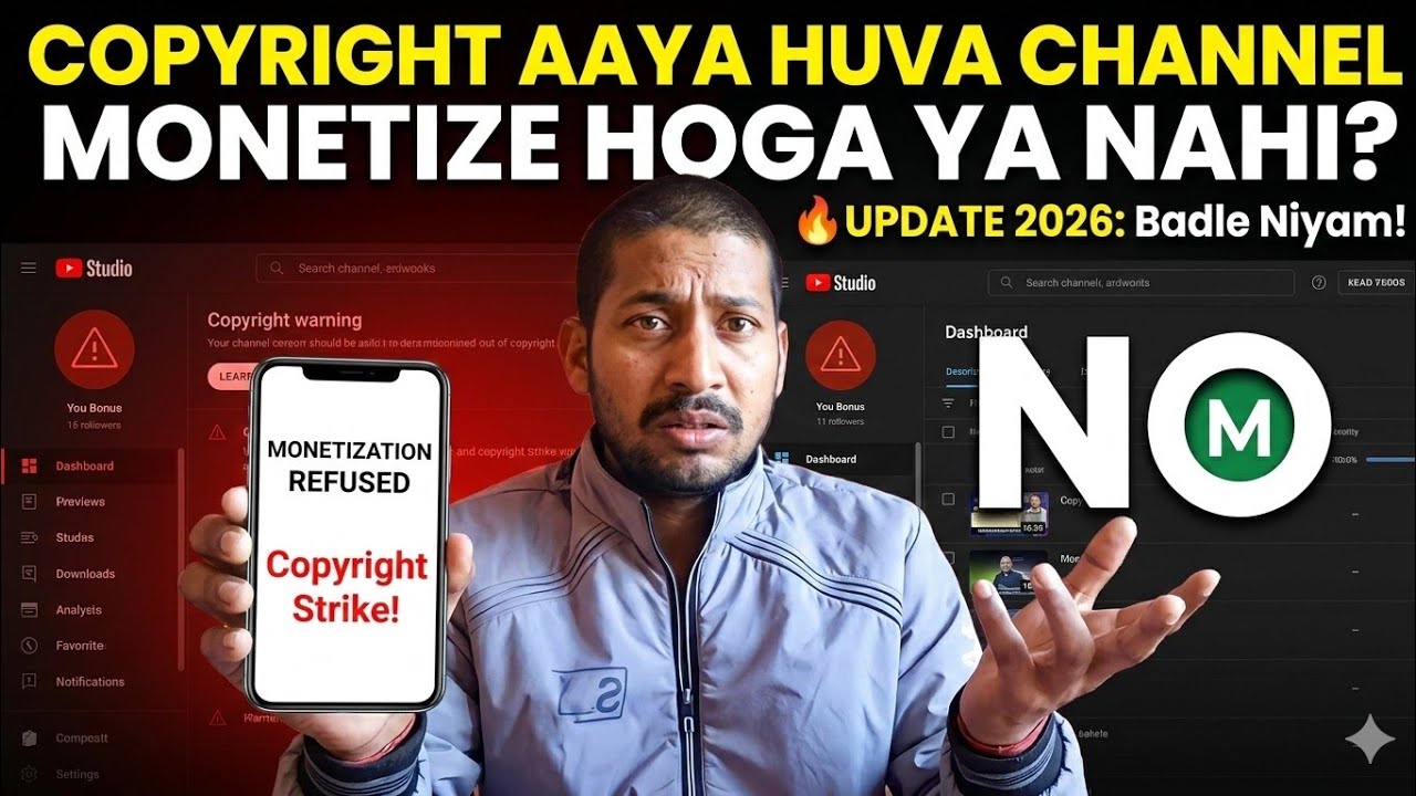 copyright aaya huva channel monetize hoga ya nahi | copyright wala channel kaise monetize hoga 