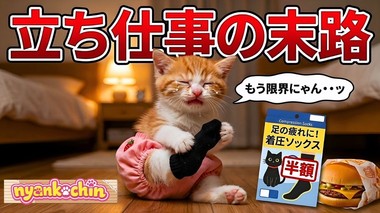 【悲報】立ち仕事の末路がこれ。一生懸命働いたご褒美が「謎の展開」すぎて泣けるｗ　AI猫にゃんこちん