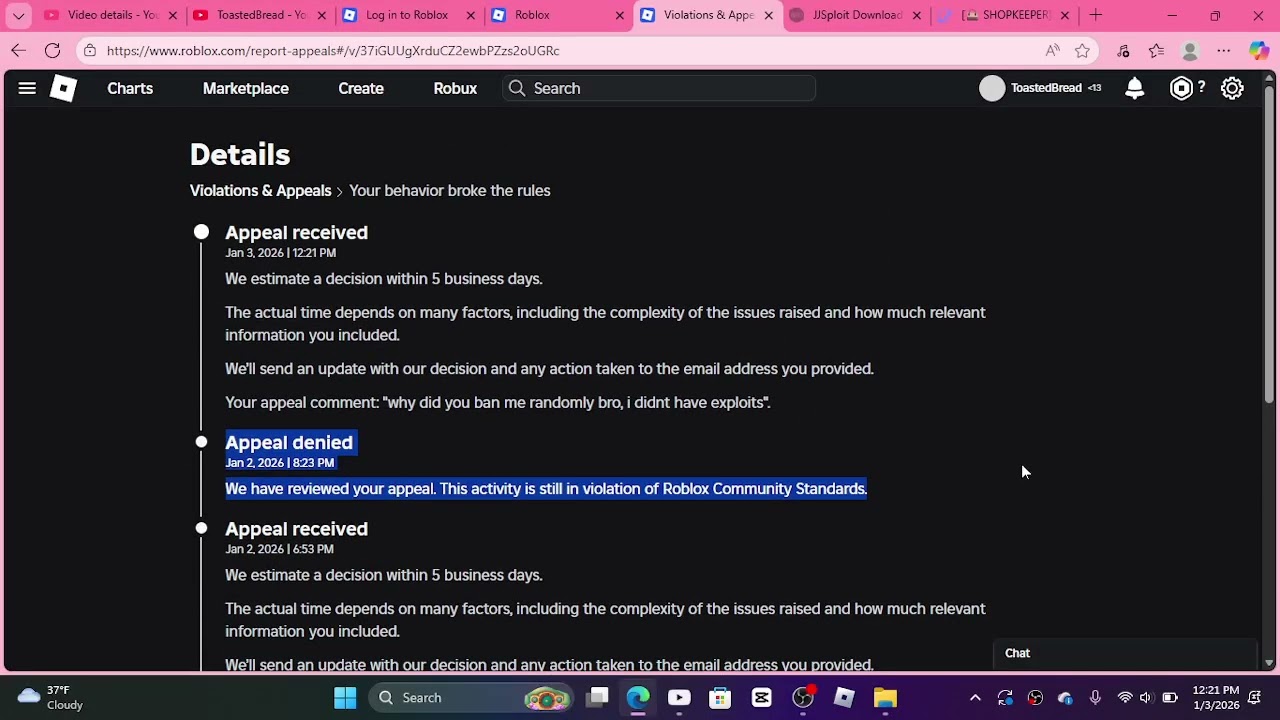 roblox denied my appeal..
