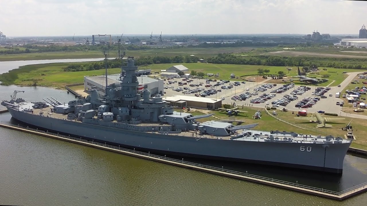 USS Alabama Battleship  - Drone Video