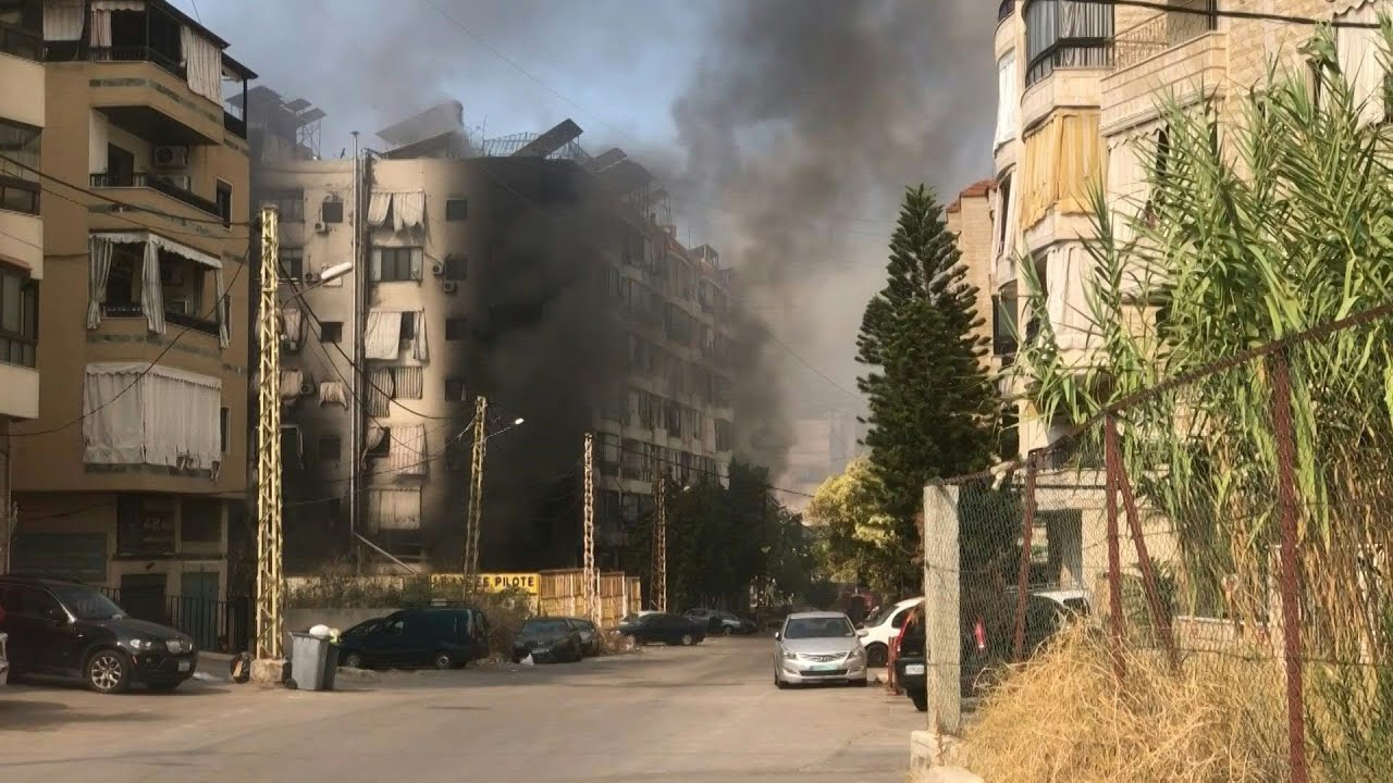 Smoke rises from buildings in Beirut suburbs after night of Israeli bombardment | AFP