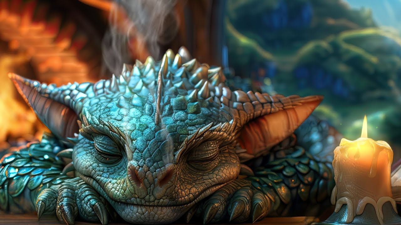 Lounge about The Green Dragon Inn with a Purring Dragon 🐲 Lord Of The Rings ambience 🔥 Fireplace 4k