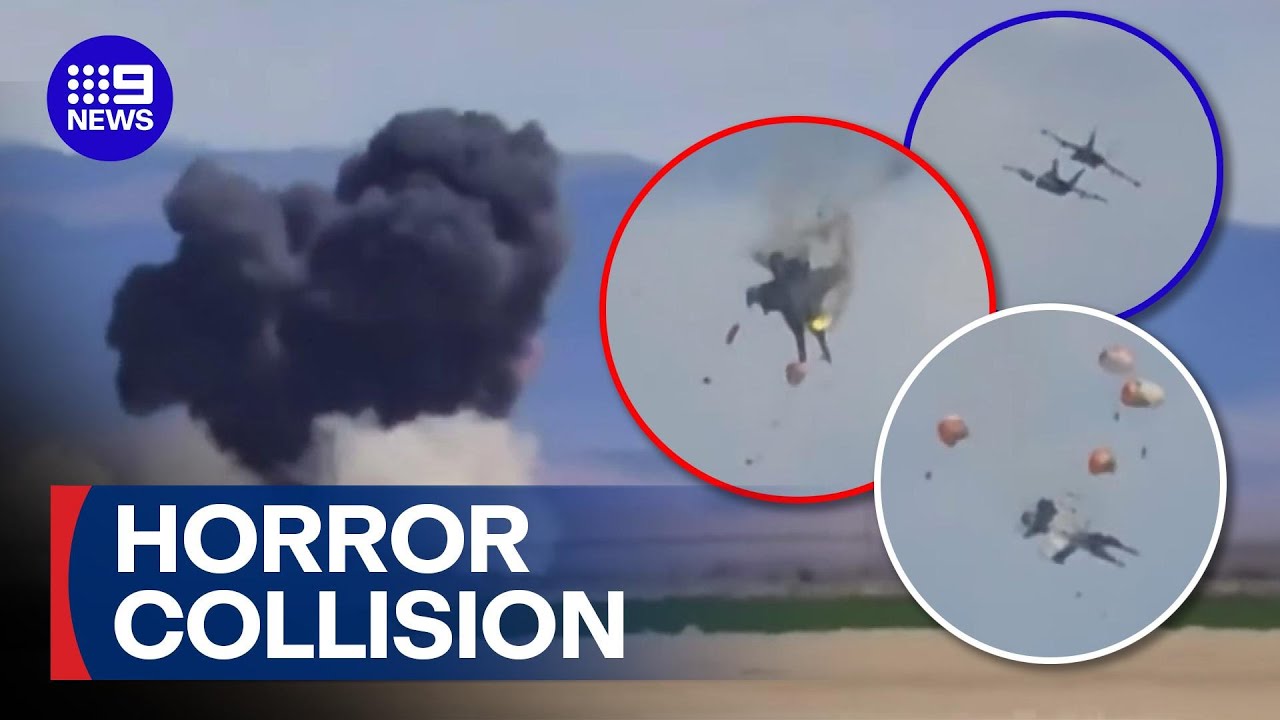 Miracle escape as jets collide mid-air | 9 News Australia