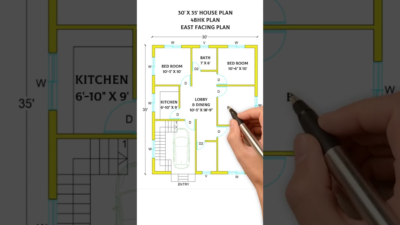 Modern House Design | 30x35 House Plan with 4 BHK 🏡