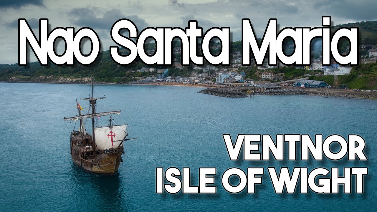 🎥 Nao Santa María Sails Past The Spyglass Inn | Ventnor Drone Footage & Cannon Salute 🇪🇸⚓