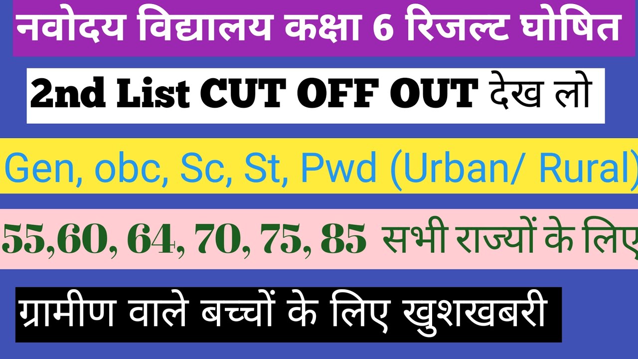 Navodaya Vidyalaya 2nd List Cut Off 2026 । Navodaya Vidyalaya Result 2026।NVS LATEST NEWS TODAY।jnv