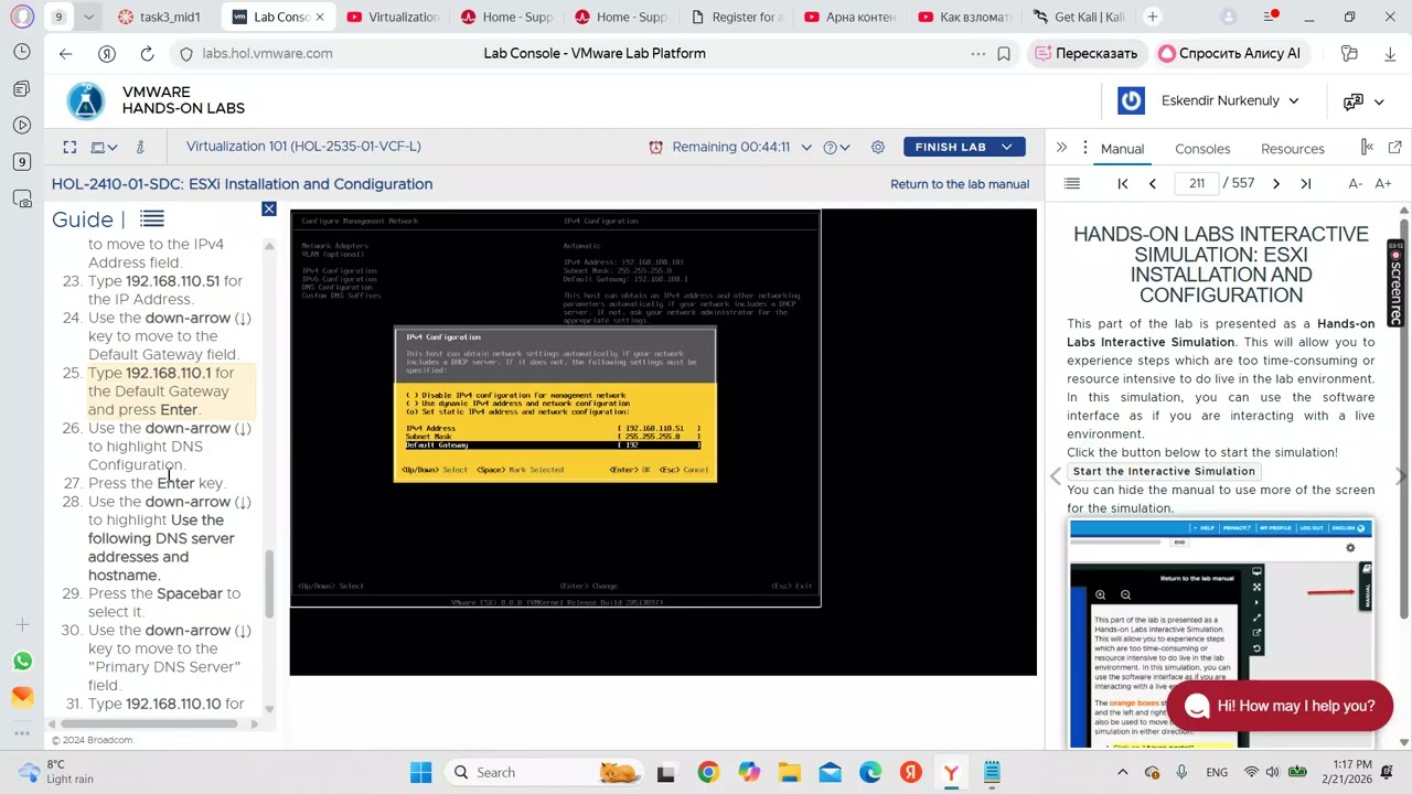 Hands-on Labs Interactive Simulation and Videos: ESXi Installation and Configuration Eskendir