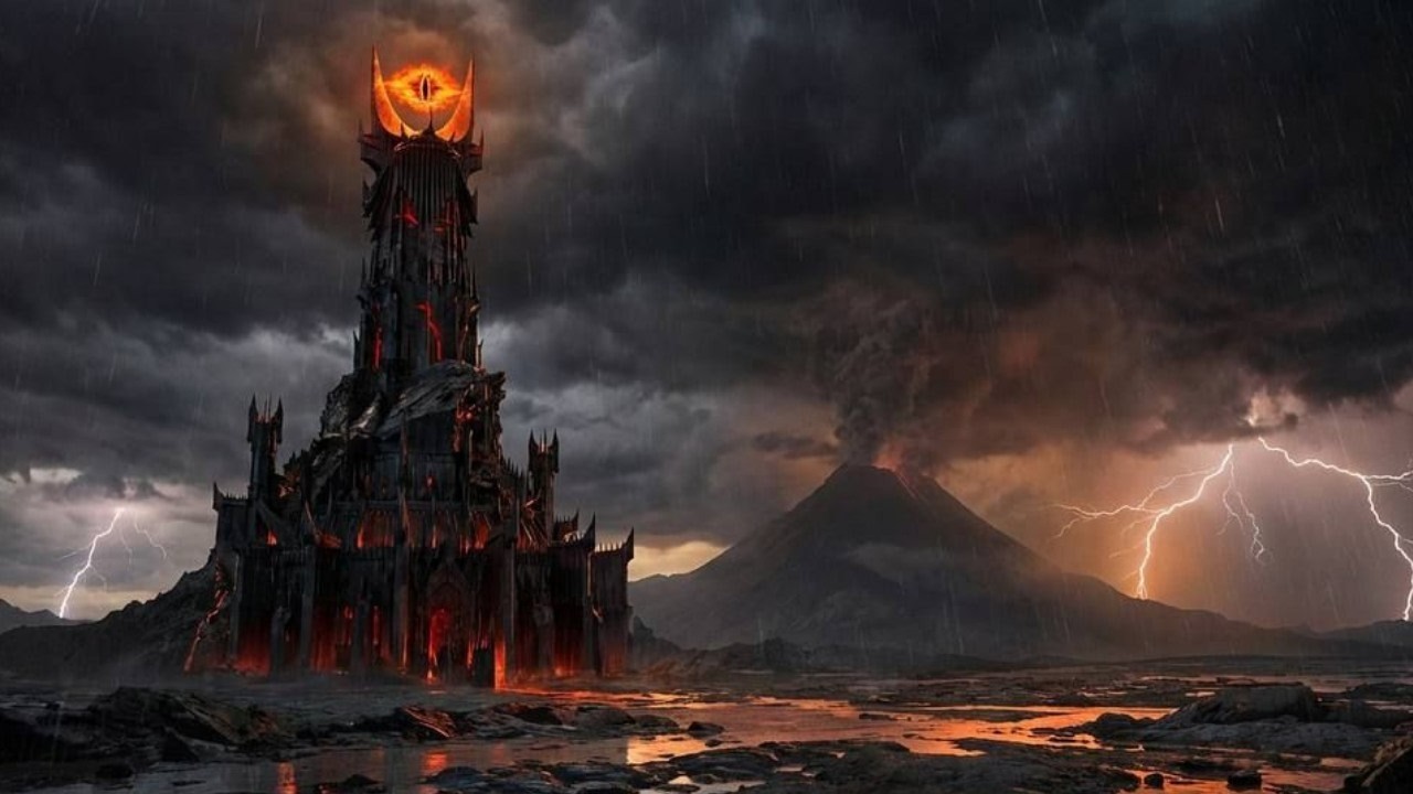 The Eye of Sauron: Dark Tower of Mordor at Night 👁️🌋 | Epic Fantasy Study & Sleep Ambience