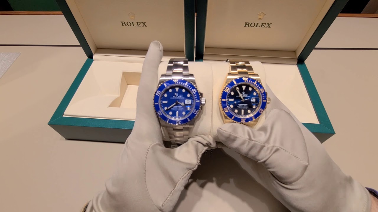 Rolex Smurf white gold blue dial vs Rolex submariner 41mm Yellow gold blue dial 126618LB vs 116619LB