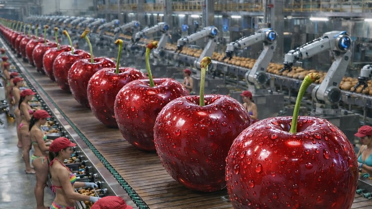 Inside a snakeskin factory: From Cherries to Fruit Juice (The entire process)