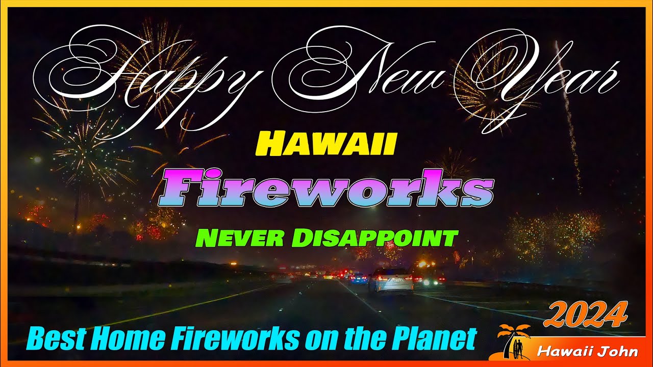 2024 New Year's Fireworks in Hawaii 🌈 Happy New Year! 🎉 Waipahu, Oahu, Hawaii 5K