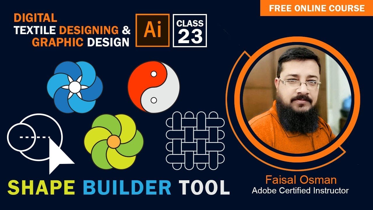 Shape Builder tool | Adobe illustrator Class-23 #shapebuildertool