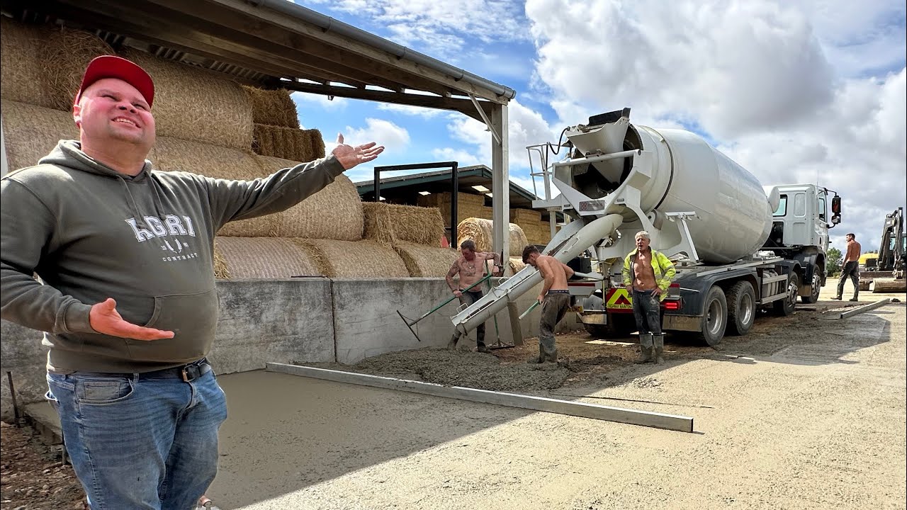 CONCRETE POUR IN THE RAIN! (Concrete for the cows)