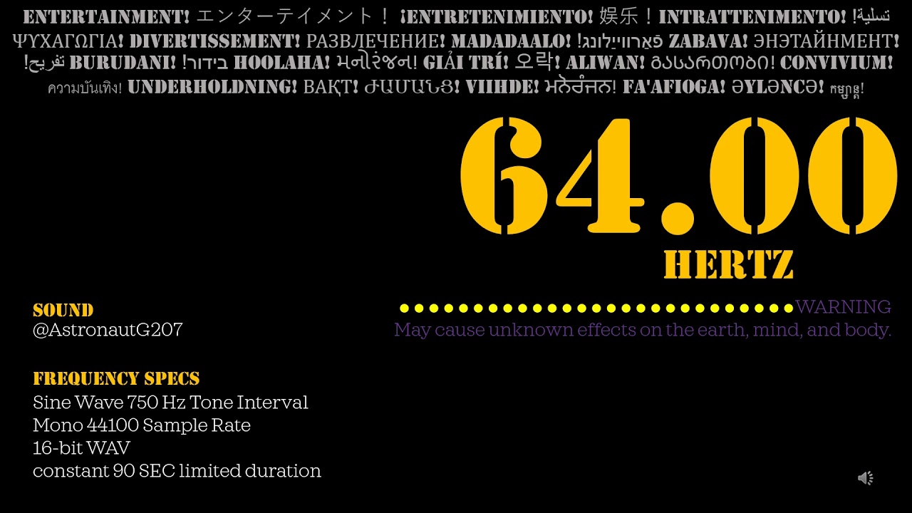 64 Hz 1 Hz Interval Sine Pure Tone Frequency 441000 Sample Stereo