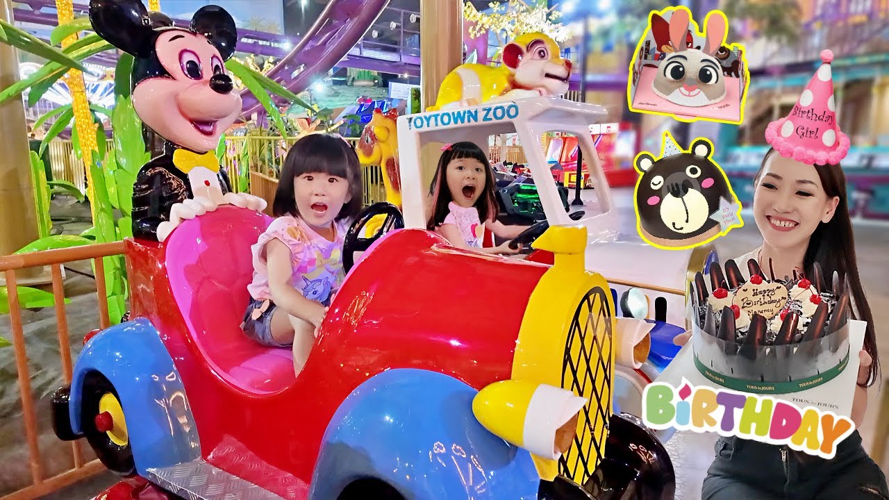 Kejutan Ulang Tahun Mama, Main Mobil, Balap Sepeda, Perosotan dan Kuda Kudaan Playground