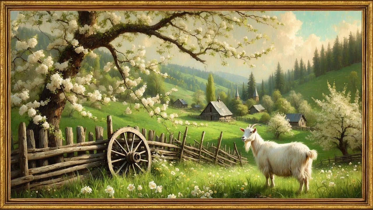 Peaceful Spring Countryside | Vintage Oil Painting Screensaver | Relaxing 4K Nature TV Art