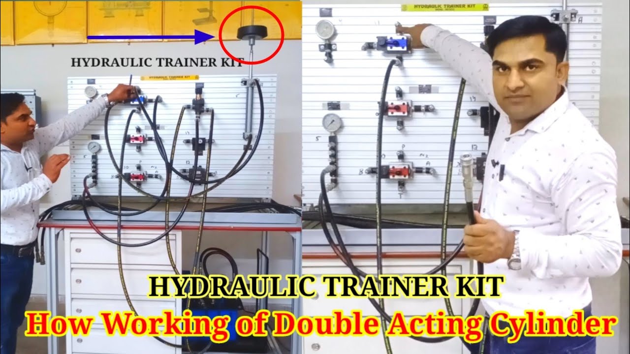 HYDRAULIC TRAINER KIT // HOW WORKING OF DOUBLE  ACTING CYLINDER // Directional Valve & Relief Valve