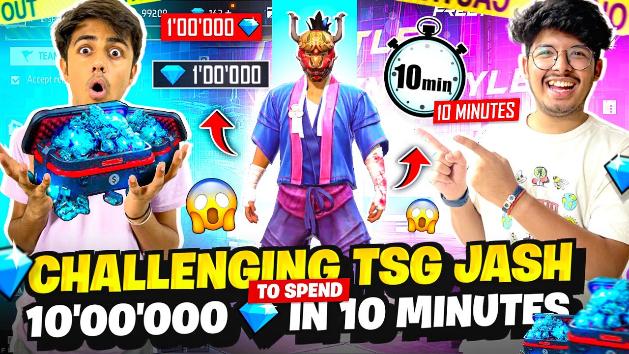 Challenging Tsg Jash To Spend 1L Diamonds💎In 10 Minutes⏰| Epic Twist Challenge😱 - Garena Free Fire