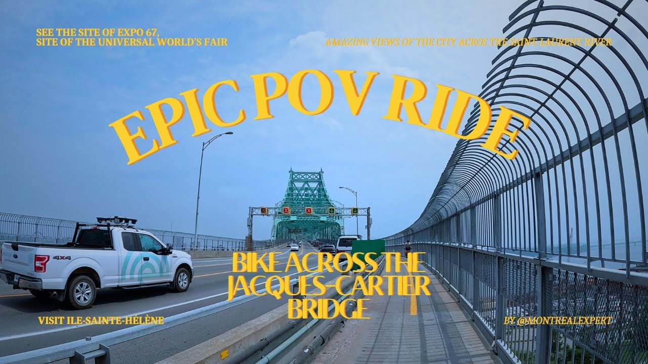 POV Montreal bike ride across pont Jacques Cartier to Ile Ste Hélène