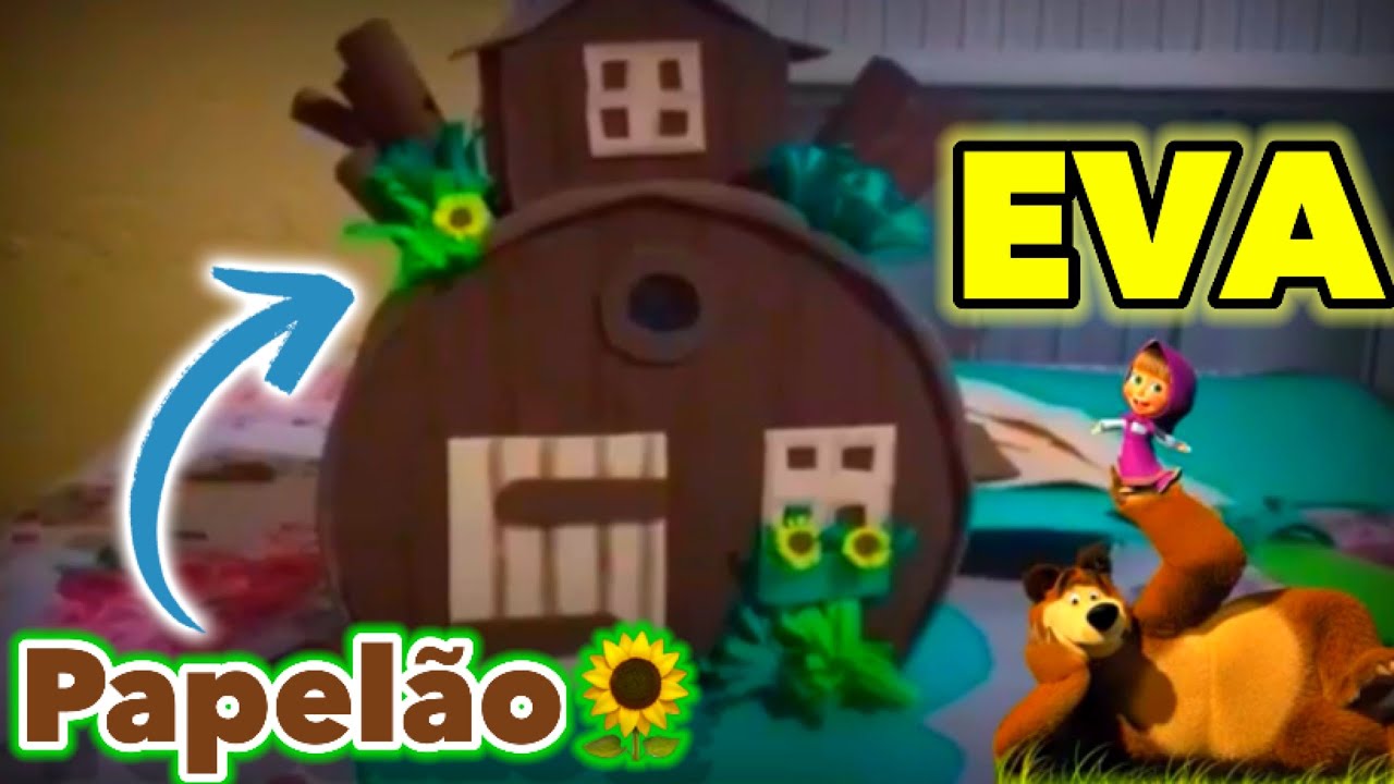 DIY Casinha Masha e Urso Em EVA ou PAPELÃO Decoração De Aniversário