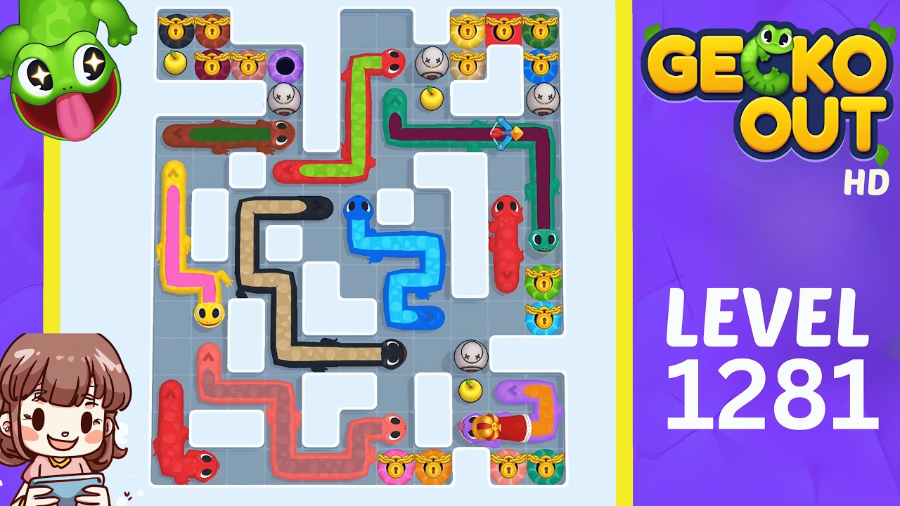 Прохождение уровня 1281 игры Gecko Out.
