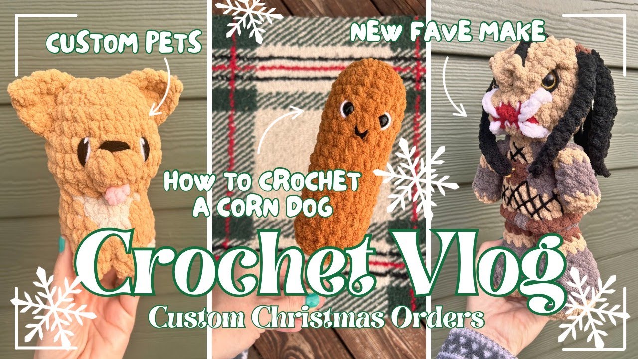 Custom Christmas Crochet Crafting | Memory Pets | Easy Crochet Corn Dog | Predator Plushie