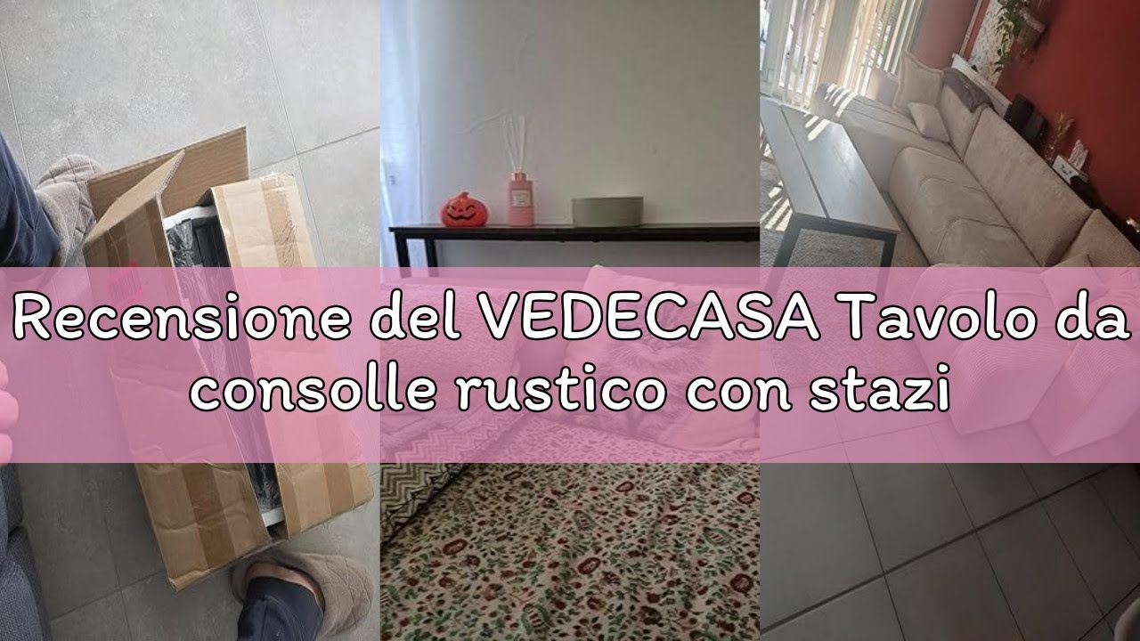 Recensione del VEDECASA Tavolo da consolle rustico con stazione di ricarica e porte USB Shinny, tavo