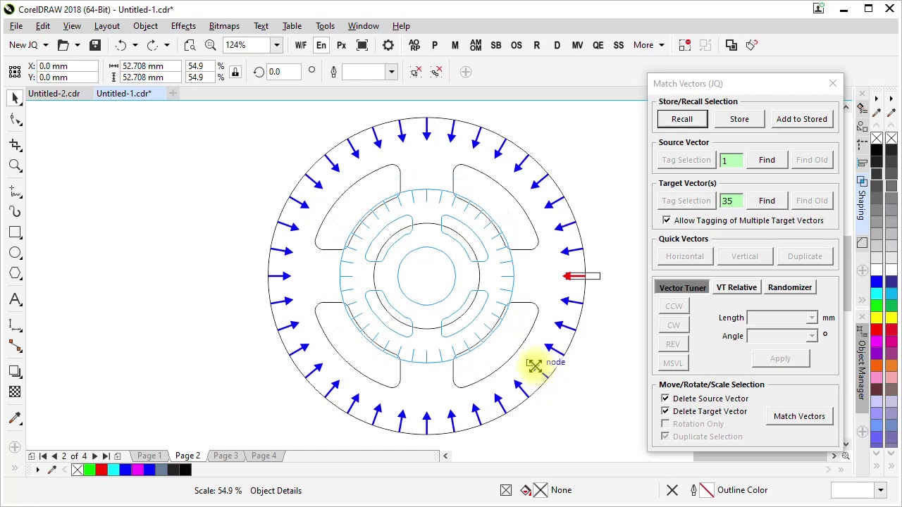 CorelDRAW Macro - Match Vectors - Positioning Shapes in Preparation for a Shaping Operation