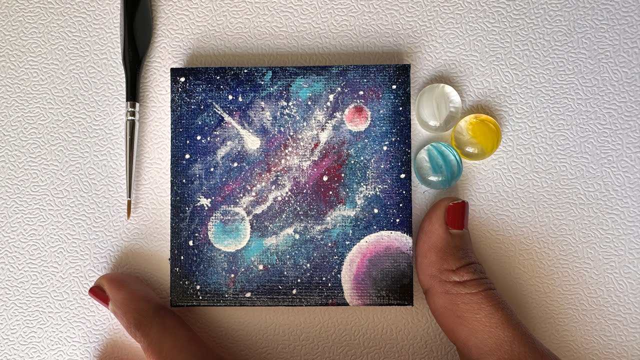 Galaxy 🌌 Sunset 🌅 3/3 Full Video! #acrylicpaintingforbeginners #miniatureart #galaxy