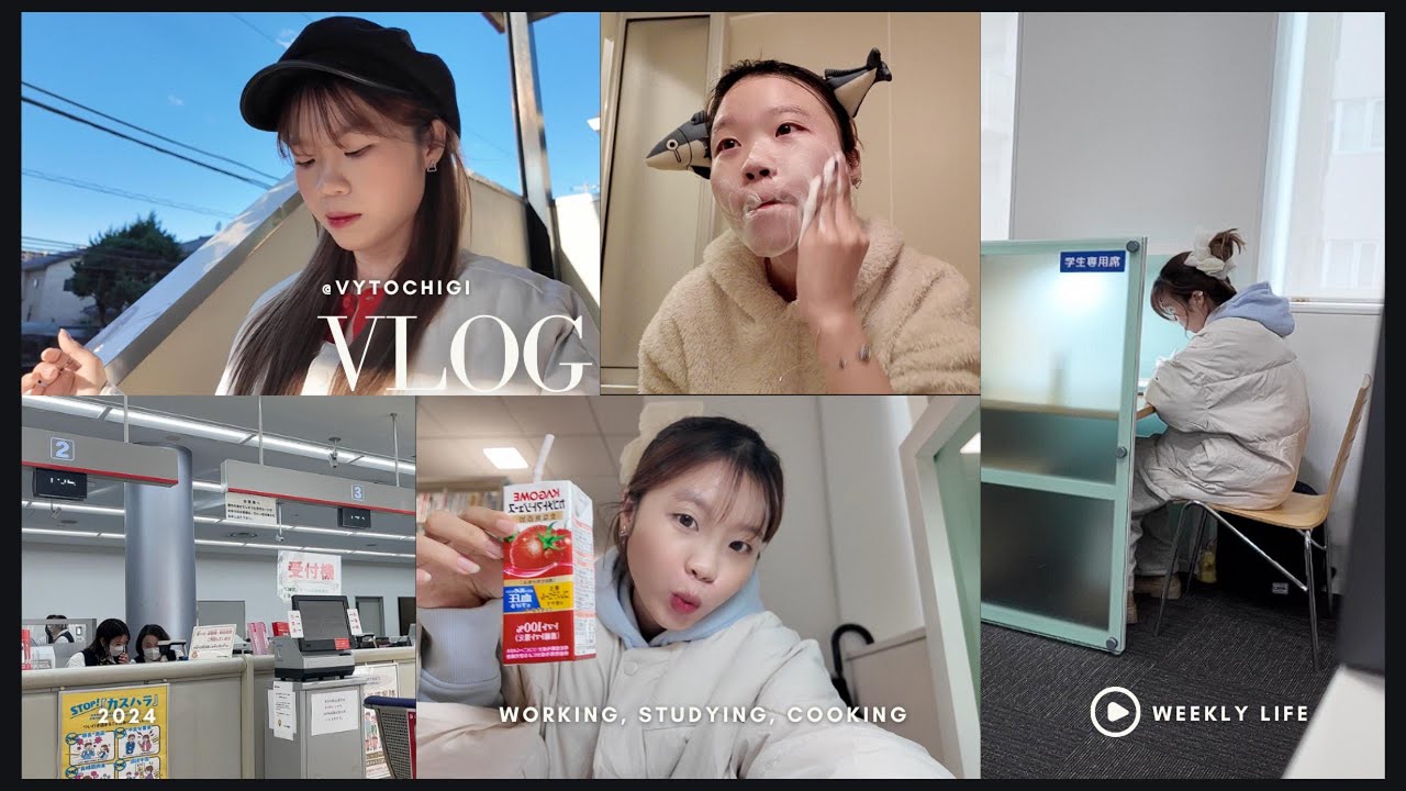 Du Học Nhật ✿ Đi đóng tiền học ở ngân hàng, học ở thư viện, nấu ăn lúc nửa đêm, skincare....