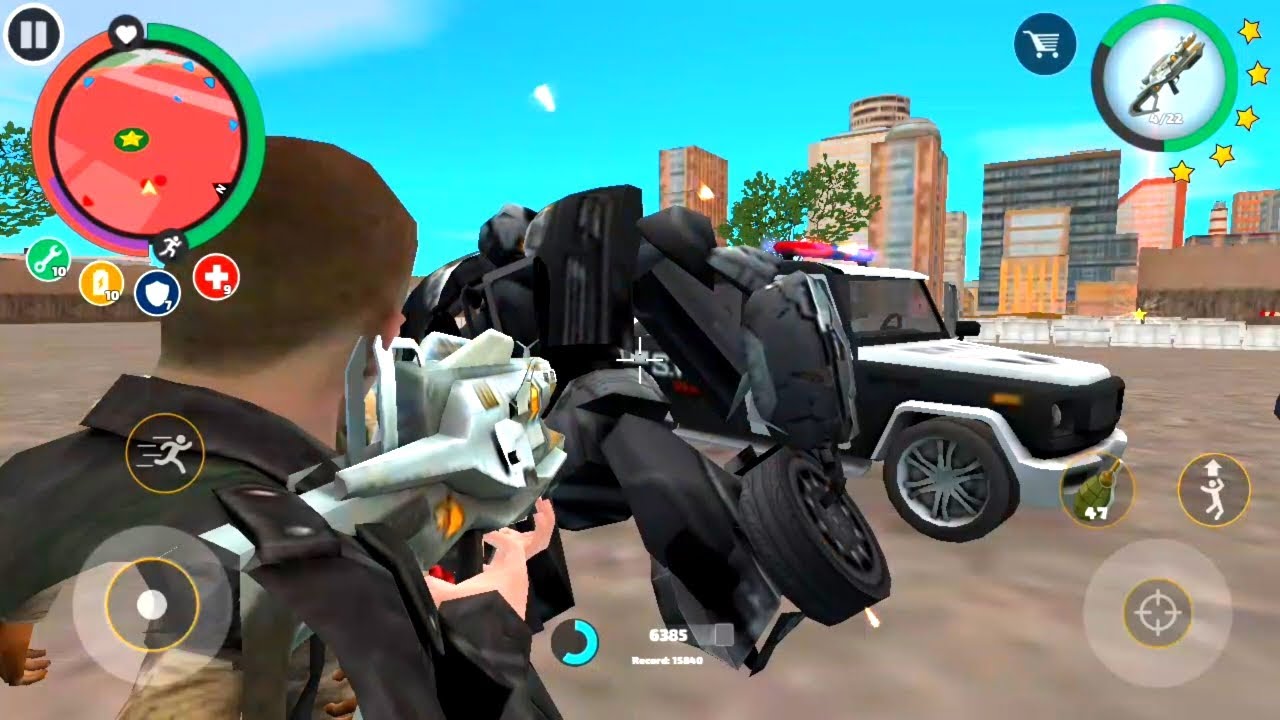 Rope Hero Vice Town | Stone Giant Enter Army Base Destroy Robot | Mutant Giant Jumping In Building