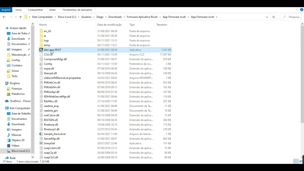 Atualizando Firmware Ricoh
