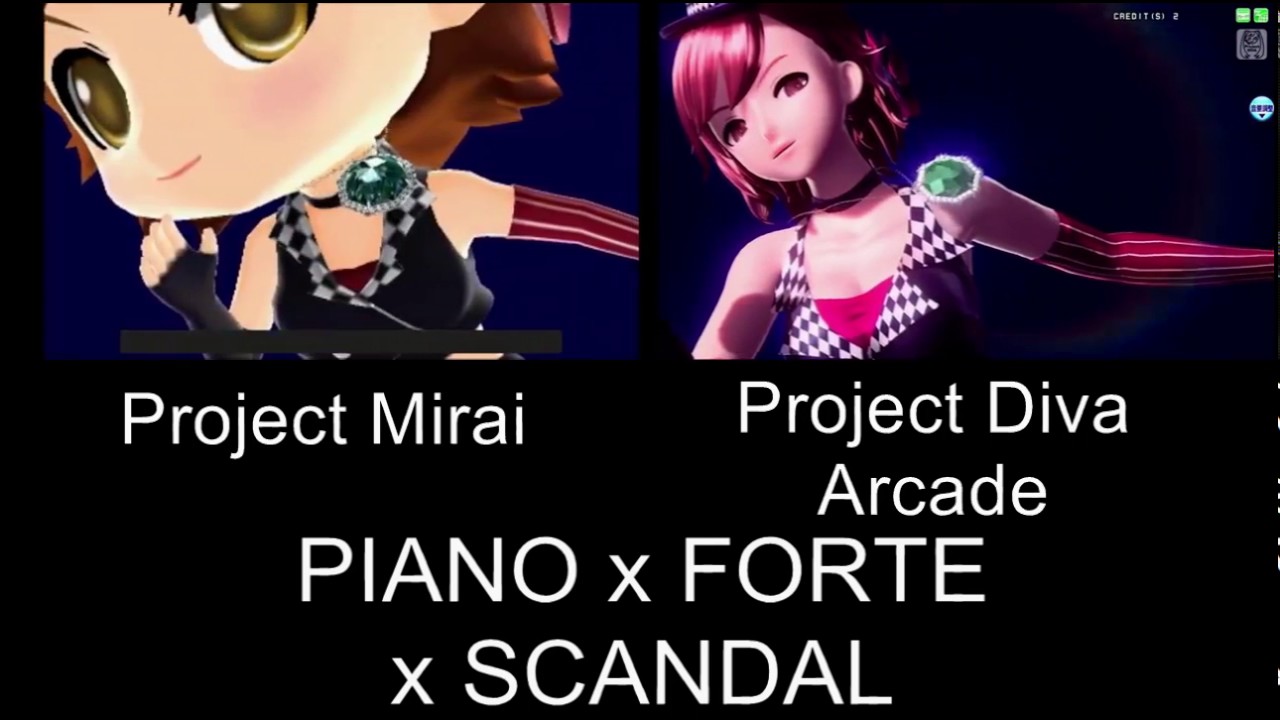 Project Mirai DX PIANO x FORTE x SCANDAL PV Comparison 3DS Arcade