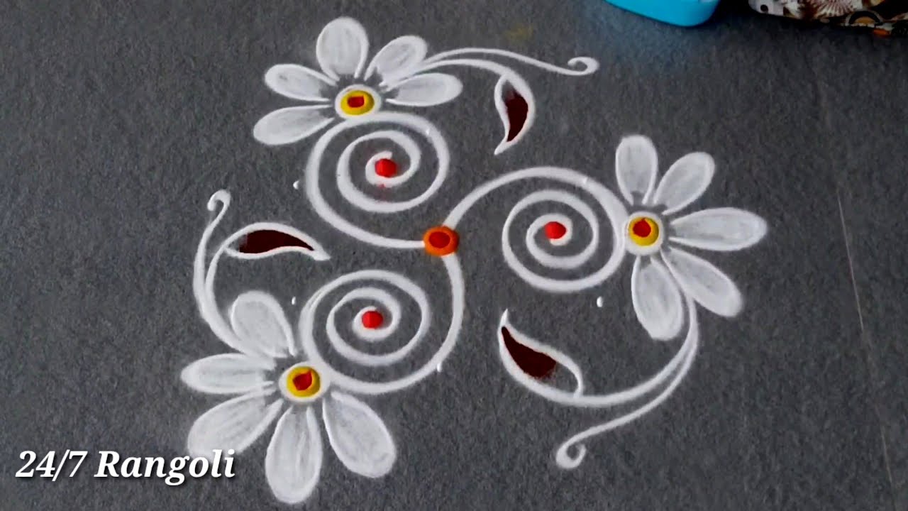 2 Easy Beautiful Rangoli Designs 🍀 24/7 Rangoli 🌺 Simple Kolam Designs 🌺 Easy Chinna Muggulu Design