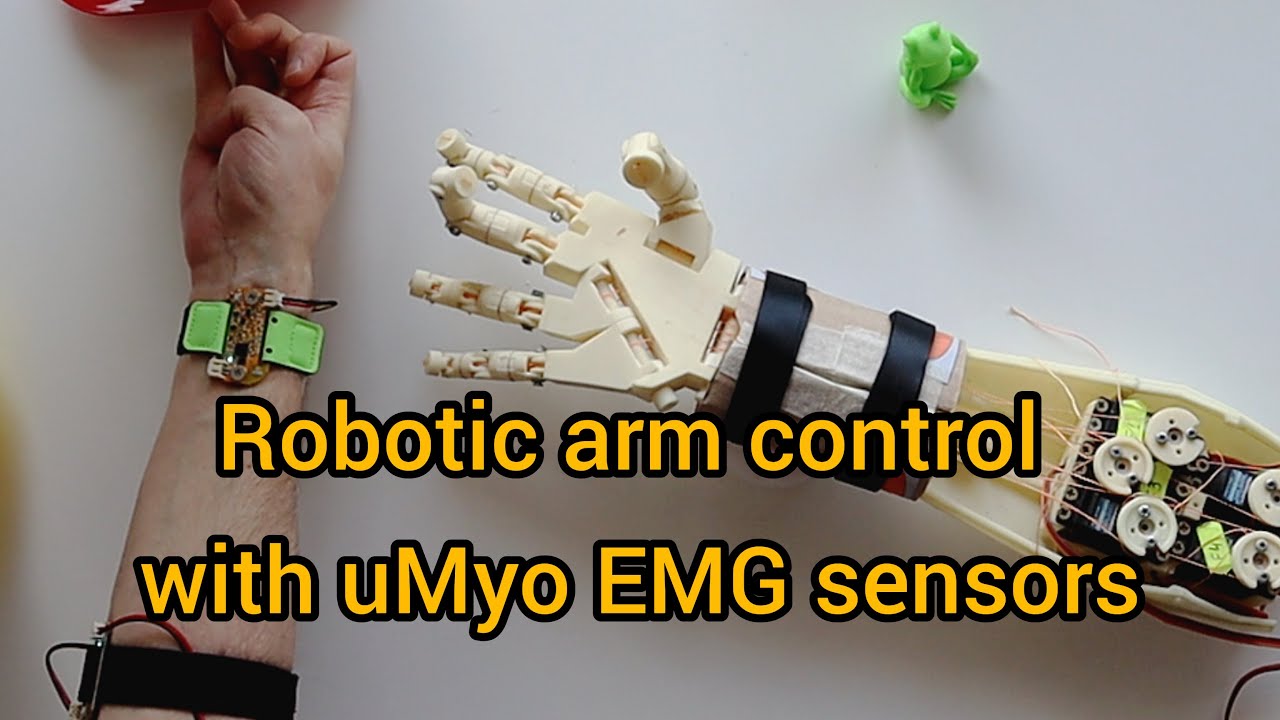 Robotic arm control with uMyo EMG sensors #prostheticarm #emgsensor #arduino #nrf24l01