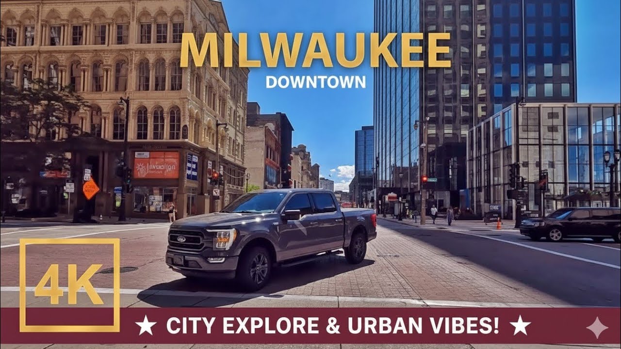 4K Driving in Downtown Milwaukee, Wisconsin - HDR - The Brew City - USA 2024