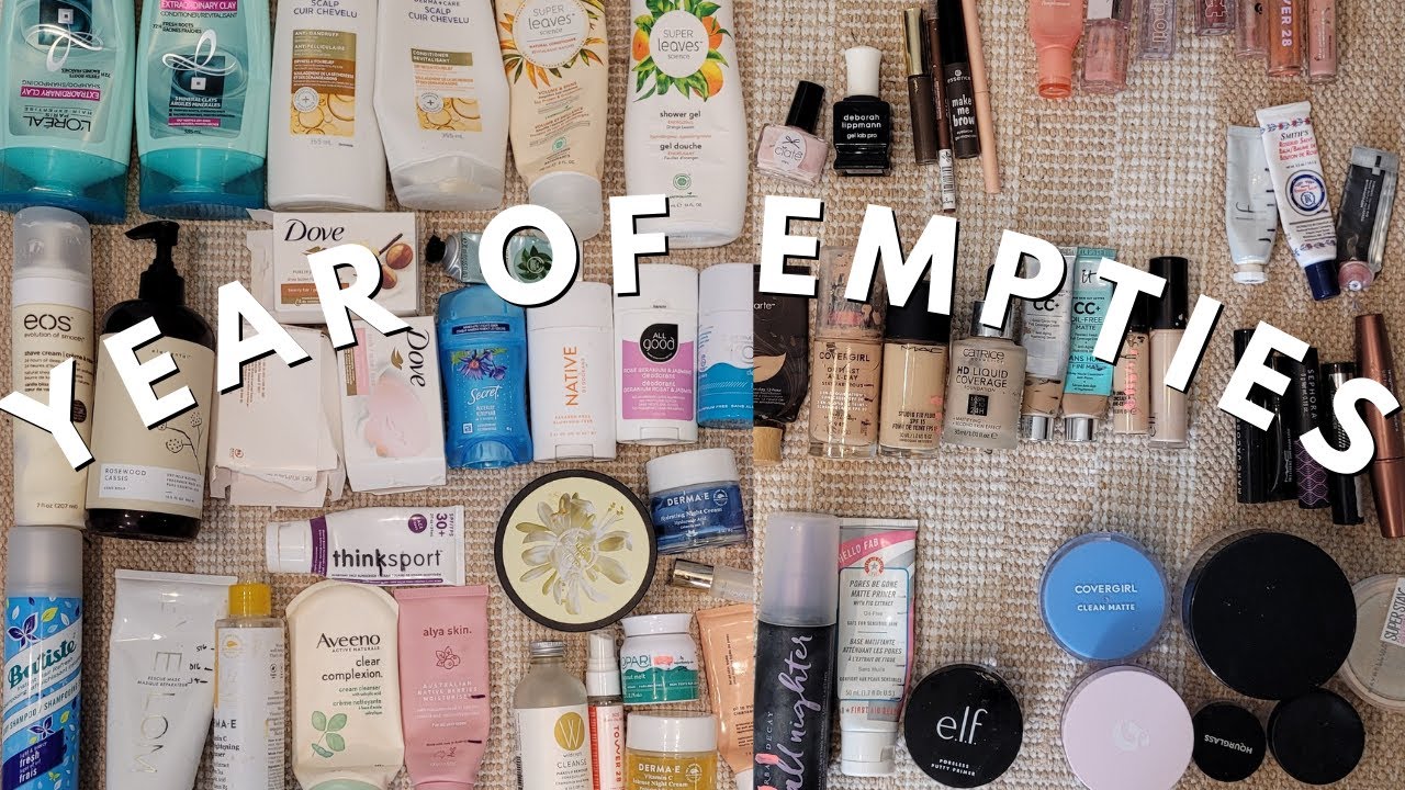 one year of makeup empties: all the beauty products i finished in 2021 AND comparison to last year