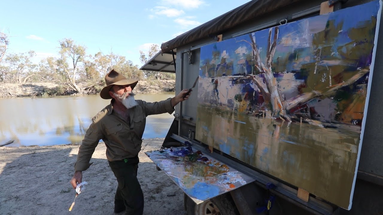 CHUNKY IMPASTO OIL PAINTING / River Gum Impressions - en plein air - Palette Knife / Alla Prima!